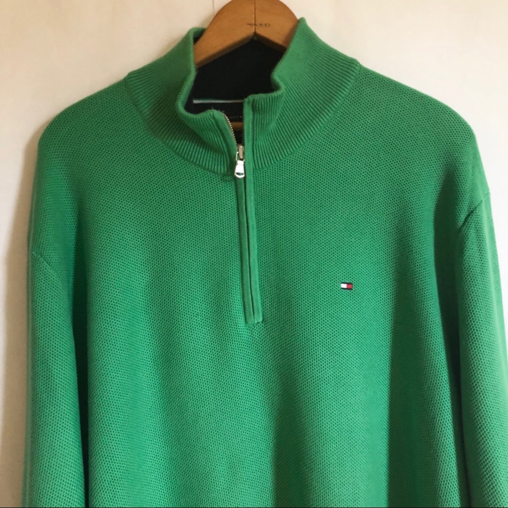 Tommy Hilfiger Half Zip Pullover Sweater Green - Picture 7 of 8